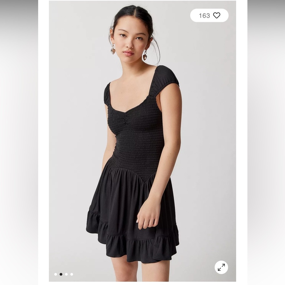 Urban Outfitters Black Smocked Mini Dress